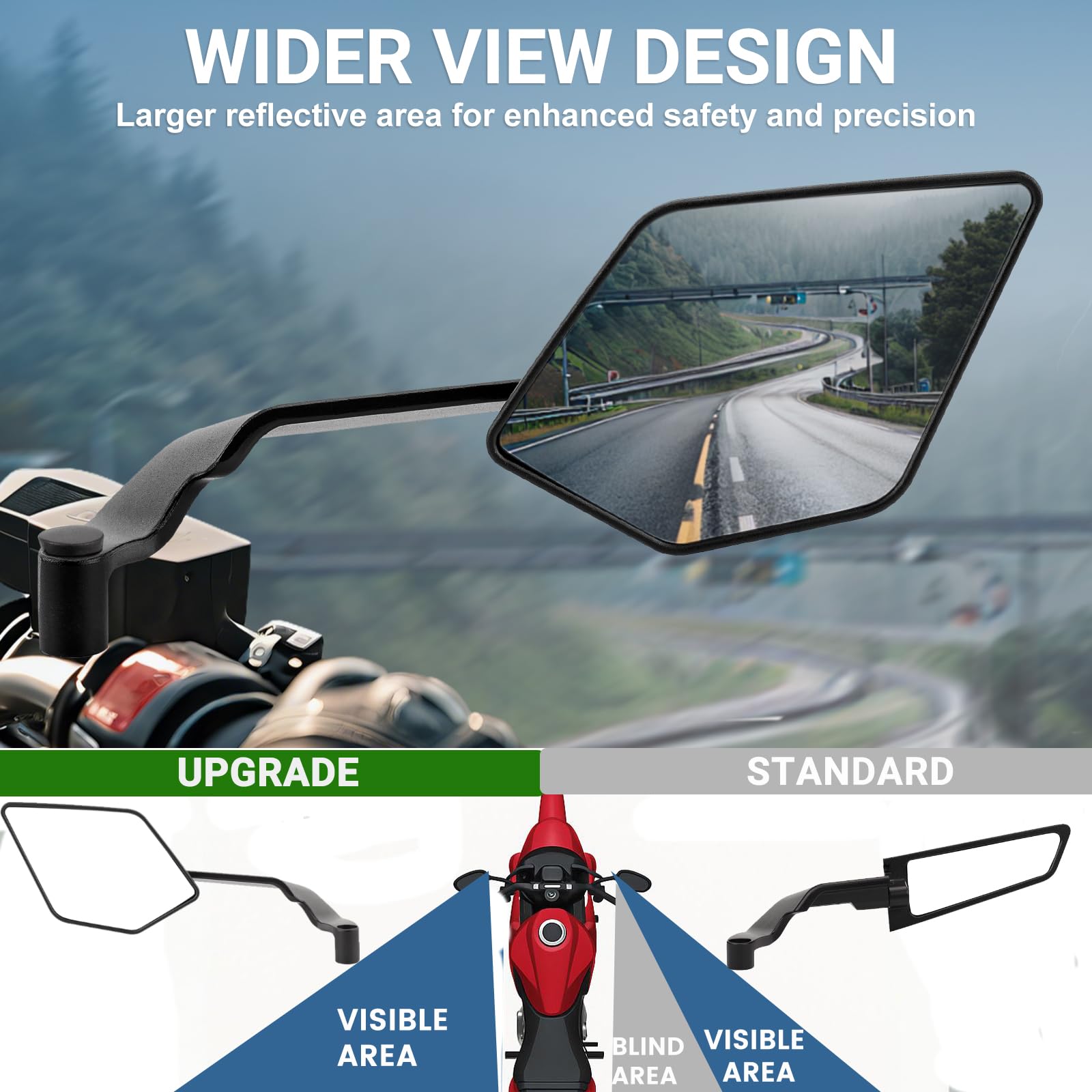 Amazon.com: Motorcycle Mirrors Stealth Mirror Max Adjustable